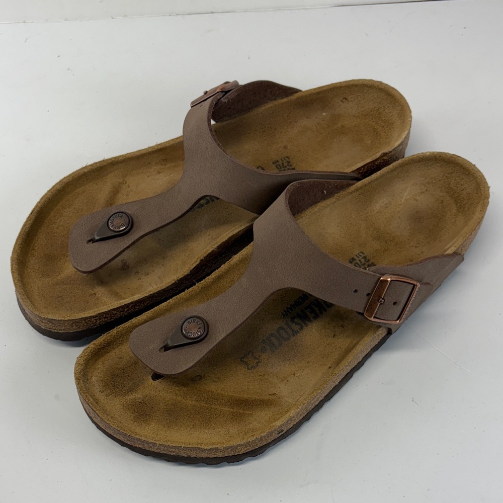 Birkenstock Gizeh Birkibuc Brown Sandals Size 42 11 11.5 Womens 9 9.5 Mens